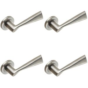 Loops 4x PAIR Angular Design Handle on Round Rose Concealed Fix Satin Stainless Steel in Metallics Metallics Loops 4x PAIR Angular Design Handle on Round Rose Concealed Fix Satin Stainless Steel in Metallics Metallics