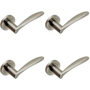 Loops 4x PAIR Angular Design Curved Handle Concealed Fix Round Rose Satin Steel in Metallics Metallics Loops 4x PAIR Angular Design Curved Handle Concealed Fix Round Rose Satin Steel in Metallics Metallics