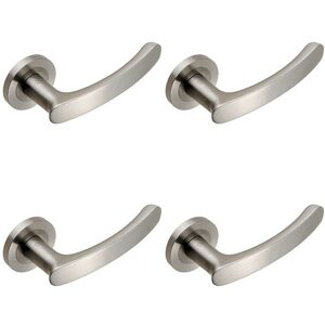 Loops 4x PAIR Curved Handle with Rounded Ends Concealed Fix Round Rose Satin Steel in Metallics Metallics Loops 4x PAIR Curved Handle with Rounded Ends Concealed Fix Round Rose Satin Steel in Metallics Metallics