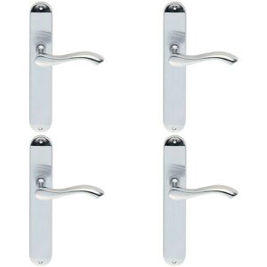 Loops 4x PAIR Curved Handle on Long Slim Latch Backplate 241 x 40mm Satin Chrome Multicolor Loops 4x PAIR Curved Handle on Long Slim Latch Backplate 241 x 40mm Satin Chrome Multicolor