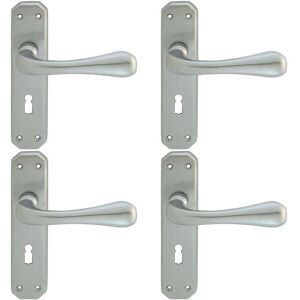 Loops 4x PAIR Heavy Duty Handle on Angular Lock Backplate 180 x 40mm Satin Chrome Multicolor Loops 4x PAIR Heavy Duty Handle on Angular Lock Backplate 180 x 40mm Satin Chrome Multicolor