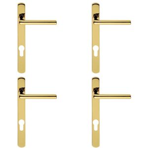 Loops 4x PAIR Straight Lever on Narrow Euro Lock Backplate 220 x 26mm Stainless Brass in Metallics Metallics Loops 4x PAIR Straight Lever on Narrow Euro Lock Backplate 220 x 26mm Stainless Brass in Metallics Metallics