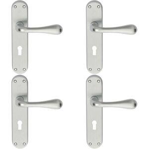 Loops 4x PAIR Smooth Round Bar Handle on Lock Backplate 185 x 40mm Satin Chrome Multicolor Loops 4x PAIR Smooth Round Bar Handle on Lock Backplate 185 x 40mm Satin Chrome Multicolor