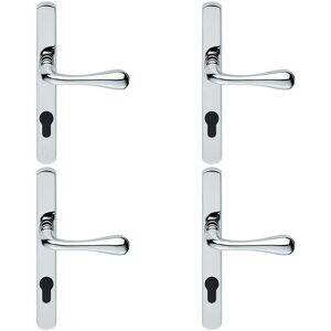 Loops 4x PAIR Flared Lever on Narrow Euro Lock Backplate 208 x 26mm Polished Chrome Multicolor Loops 4x PAIR Flared Lever on Narrow Euro Lock Backplate 208 x 26mm Polished Chrome Multicolor