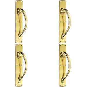 Loops 4x Right Handed Curved Door Pull Handle 457 x 75mm Backplate Polished Brass in Metallics Metallics Loops 4x Right Handed Curved Door Pull Handle 457 x 75mm Backplate Polished Brass in Metallics Metallics