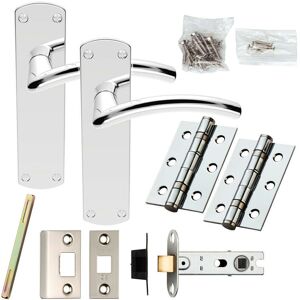 Loops Door Handle & Latch Pack Chrome Arched Lever Backplate Complete Set 170 x 42mm Multicolor Loops Door Handle & Latch Pack Chrome Arched Lever Backplate Complete Set 170 x 42mm Multicolor