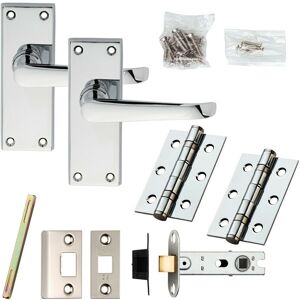 Loops Door Handle & Latch Pack Chrome Victorian Straight Lever Backplate 150 x 42mm Multicolor Loops Door Handle & Latch Pack Chrome Victorian Straight Lever Backplate 150 x 42mm Multicolor