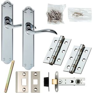 Loops Door Handle & Latch Pack Chrome Victorian Scroll Lever on Backplate 245 x 45mm Multicolor Loops Door Handle & Latch Pack Chrome Victorian Scroll Lever on Backplate 245 x 45mm Multicolor