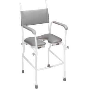 Loops Static Shower Commode Chair - One Piece Tubular Steel Frame - 17 Inch Seat Width in Metallics Metallics Loops Static Shower Commode Chair - One Piece Tubular Steel Frame - 17 Inch Seat Width in Metallics Metallics