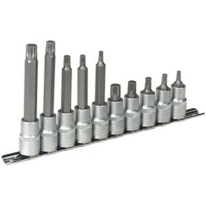 Loops 10pc Spline Socket Bit Set - 1/2" Square Drive - M5 to M12 Long & Short Shafts Multicolor Loops 10pc Spline Socket Bit Set - 1/2" Square Drive - M5 to M12 Long & Short Shafts Multicolor