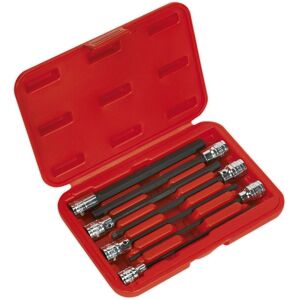 Loops 7pc Hex Socket Bit Set 3/8" Square Drive 3mm to 10mm - 150mm Long Shaft S2 Steel in Metallics Metallics Loops 7pc Hex Socket Bit Set 3/8" Square Drive 3mm to 10mm - 150mm Long Shaft S2 Steel in Metallics Metallics