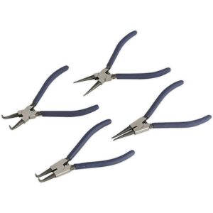 Loops 4 Piece Circlip Pliers Set - Spring Loaded Jaws - Hardened & Tempered Steel in Metallics Metallics Loops 4 Piece Circlip Pliers Set - Spring Loaded Jaws - Hardened & Tempered Steel in Metallics Metallics