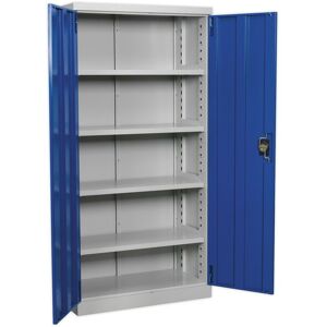 Loops 1800mm Double Door Industrial Cabinet - 4 x Shelves - Reinforced Steel Doors in Metallics Metallics Loops 1800mm Double Door Industrial Cabinet - 4 x Shelves - Reinforced Steel Doors in Metallics Metallics