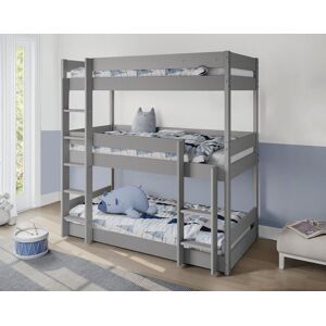 Home Detail Kennedy Kids Wooden Triple Bunk Bed in Grey Size: Single Grey Single Home Detail Kennedy Kids Wooden Triple Bunk Bed in Grey Size: Single Grey Single
