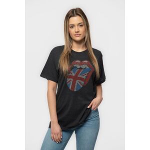 The Rolling Stones Union Jack Tongue Diamante T-Shirt in Grey Size: Large Grey L The Rolling Stones Union Jack Tongue Diamante T-Shirt in Grey Size: Large Grey L