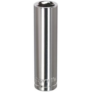 Loops 11mm Chrome Plated Deep Drive Socket - 3/8" Square Drive High Grade Carbon Steel in Metallics Metallics Loops 11mm Chrome Plated Deep Drive Socket - 3/8" Square Drive High Grade Carbon Steel in Metallics Metallics