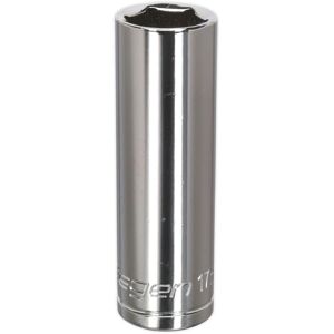 Loops 17mm Chrome Plated Deep Drive Socket - 1/2" Square Drive High Grade Carbon Steel in Metallics Metallics Loops 17mm Chrome Plated Deep Drive Socket - 1/2" Square Drive High Grade Carbon Steel in Metallics Metallics