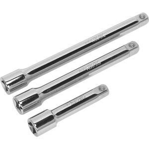 Loops 3 Piece Steel Extension Bar Set - 3/8" Sq Drive - Spring-Ball Socket Retainer in Metallics Metallics Loops 3 Piece Steel Extension Bar Set - 3/8" Sq Drive - Spring-Ball Socket Retainer in Metallics Metallics