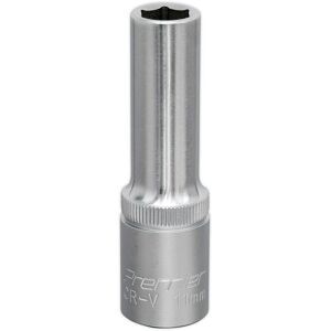 Loops 11mm Steel Deep Drive Socket - 1/2" Square Drive - Chrome Vanadium Socket in Metallics Metallics Loops 11mm Steel Deep Drive Socket - 1/2" Square Drive - Chrome Vanadium Socket in Metallics Metallics