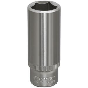 Loops 14mm Forged Steel Deep Drive Socket 1/4" Square Drive Chrome Vanadium Socket in Metallics Metallics Loops 14mm Forged Steel Deep Drive Socket 1/4" Square Drive Chrome Vanadium Socket in Metallics Metallics