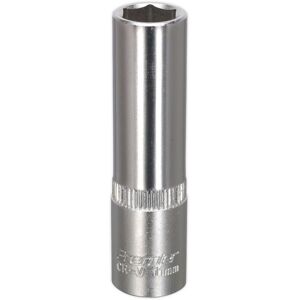 Loops 11mm Forged Steel Deep Drive Socket - 3/8" Square Drive - Chrome Vanadium Socket in Metallics Metallics Loops 11mm Forged Steel Deep Drive Socket - 3/8" Square Drive - Chrome Vanadium Socket in Metallics Metallics