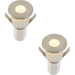 Loops 2 Pack Satin Nickel Recessed Decking Guide Light - 1.2W Warm White - IP67 Loops 2 Pack Satin Nickel Recessed Decking Guide Light - 1.2W Warm White - IP67