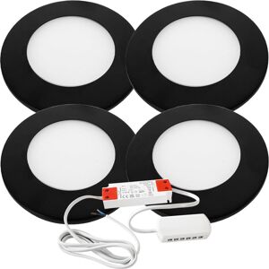 Loops 4x MATT BLACK Ultra-Slim Round Under Cabinet Kitchen Light & Driver Kit - Warm White Diffused LED Black Loops 4x MATT BLACK Ultra-Slim Round Under Cabinet Kitchen Light & Driver Kit - Warm White Diffused LED Black