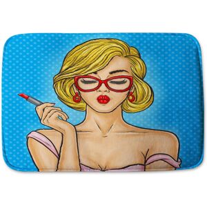 Benjamin Tate Design Pop art illustration woman paints her lips Designer Bathmat in Pink Pink Benjamin Tate Design Pop art illustration woman paints her lips Designer Bathmat in Pink Pink