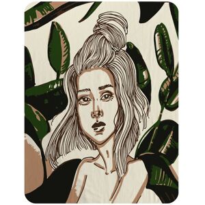 Benjamin Tate Design Young woman in tropical leaves Designer Blanket in Natural Size: 120 cm x 150 cm Natural 120 cm x 150 cm Benjamin Tate Design Young woman in tropical leaves Designer Blanket in Natural Size: 120 cm x 150 cm Natural 120 cm x 150 cm