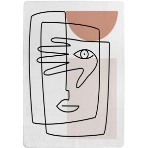 Benjamin Tate Design Line Drawing Of Face & Hand Designer Rug in Natural Size: Large Natural Large Benjamin Tate Design Line Drawing Of Face & Hand Designer Rug in Natural Size: Large Natural Large