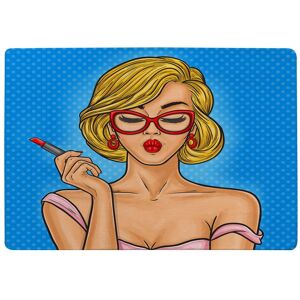 Benjamin Tate Design Pop Art Illustration Woman Paints Her Lips Designer Rug in Natural Size: Large Natural Large Benjamin Tate Design Pop Art Illustration Woman Paints Her Lips Designer Rug in Natural Size: Large Natural Large