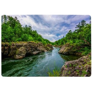 Benjamin Tate Design River In Mountain Forest Landscape Designer Rug in Natural Size: Large Natural Large Benjamin Tate Design River In Mountain Forest Landscape Designer Rug in Natural Size: Large Natural Large