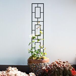 Primrose Metal Rectangular Design Contemporary Pot Trellis in Black 116cm Black Primrose Metal Rectangular Design Contemporary Pot Trellis in Black 116cm Black