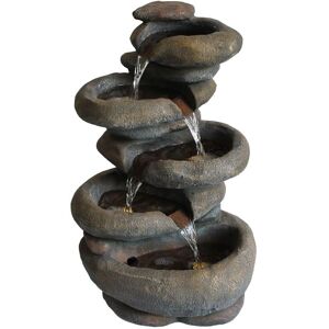 Primrose Solar Power 4 Tier Stacked Boulder Water Feature Cascade with LED lights in Grey Grey Primrose Solar Power 4 Tier Stacked Boulder Water Feature Cascade with LED lights in Grey Grey