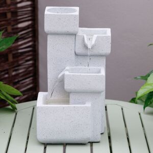 Primrose Modern Cascading Tabletop Water Feature With LED Lights in White White Primrose Modern Cascading Tabletop Water Feature With LED Lights in White White