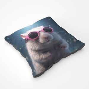 Warren Reed - Designer Splashart Doormouse With Pink Glasses Floor Cushion Size: Large Pink Large Warren Reed - Designer Splashart Doormouse With Pink Glasses Floor Cushion Size: Large Pink Large
