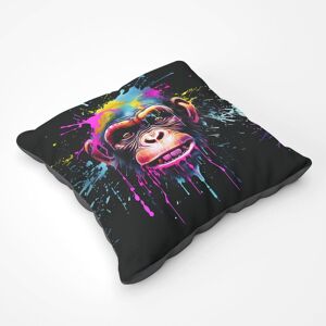 Warren Reed - Designer Multi Coloured Monkey Face Splashart Floor Cushion in Blue Size: Large Blue Large Warren Reed - Designer Multi Coloured Monkey Face Splashart Floor Cushion in Blue Size: Large Blue Large