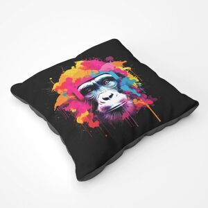 Warren Reed - Designer Multi Coloured Monkey Face Floor Cushion in Pink Size: Large Pink Large Warren Reed - Designer Multi Coloured Monkey Face Floor Cushion in Pink Size: Large Pink Large