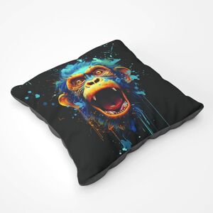 Warren Reed - Designer Crazy Monkey Face Splashart Floor Cushion in Blue Size: Large Blue Large Warren Reed - Designer Crazy Monkey Face Splashart Floor Cushion in Blue Size: Large Blue Large