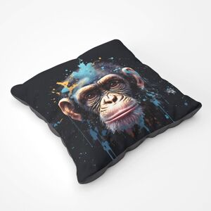 Warren Reed - Designer Monkey Face Splashart With Blue Floor Cushion Size: Large Blue Large Warren Reed - Designer Monkey Face Splashart With Blue Floor Cushion Size: Large Blue Large