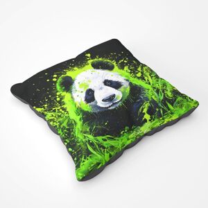 Warren Reed - Designer Green Splashart Panda Face Floor Cushion Size: Large Green Large Warren Reed - Designer Green Splashart Panda Face Floor Cushion Size: Large Green Large