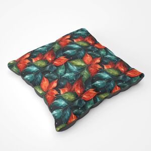 Warren Reed - Designer Christmas Watercolour Holly Leaf Floor Cushion in Red Size: Large Red Large Warren Reed - Designer Christmas Watercolour Holly Leaf Floor Cushion in Red Size: Large Red Large