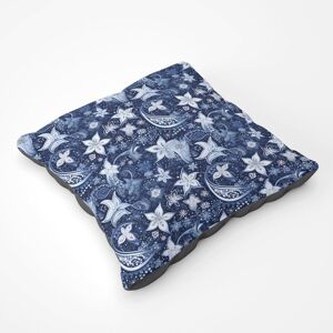 Warren Reed - Designer Paisley Christmas Stars Blue Floor Cushion Size: Large Blue Large Warren Reed - Designer Paisley Christmas Stars Blue Floor Cushion Size: Large Blue Large