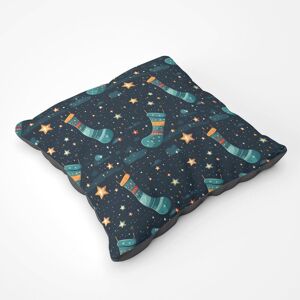 Warren Reed - Designer Christmas Stocking In A Starry Night Sky Floor Cushion in Blue Size: Large Blue Large Warren Reed - Designer Christmas Stocking In A Starry Night Sky Floor Cushion in Blue Size: Large Blue Large