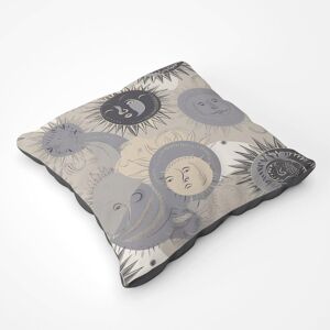 Warren Reed - Designer Grey Black Abstract Moon & Sun Floor Cushion Size: Large Grey Large Warren Reed - Designer Grey Black Abstract Moon & Sun Floor Cushion Size: Large Grey Large