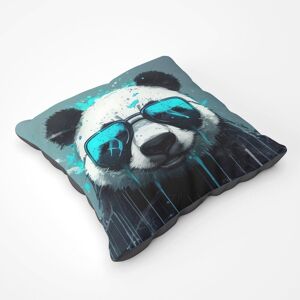 Warren Reed - Designer Panda With Blue Glasses Splashart Floor Cushion Size: Large Blue Large Warren Reed - Designer Panda With Blue Glasses Splashart Floor Cushion Size: Large Blue Large
