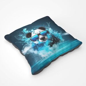 Warren Reed - Designer Panda With Glasses Splashart Water Floor Cushion in Blue Size: Large Blue Large Warren Reed - Designer Panda With Glasses Splashart Water Floor Cushion in Blue Size: Large Blue Large
