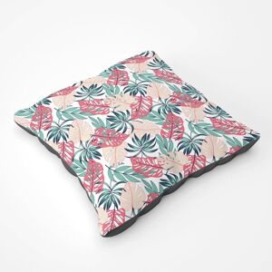 Warren Reed - Designer Tropical Leaf Pattern Floor Cushion in Green Size: Large Green Large Warren Reed - Designer Tropical Leaf Pattern Floor Cushion in Green Size: Large Green Large