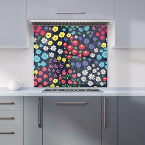 Warren Reed - Designer Multicoloured Flower Pattern Kitchen Splashback in Red Size: 900mm x 650mm Red 900mm x 650mm Warren Reed - Designer Multicoloured Flower Pattern Kitchen Splashback in Red Size: 900mm x 650mm Red 900mm x 650mm