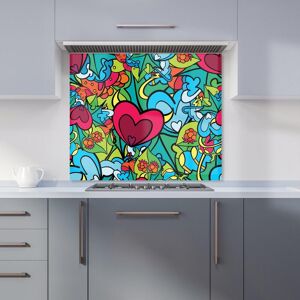 Warren Reed - Designer Hippie Psychedelic Pattern Kitchen Splashback in Blue Size: 700mm x 650mm Blue 700mm x 650mm Warren Reed - Designer Hippie Psychedelic Pattern Kitchen Splashback in Blue Size: 700mm x 650mm Blue 700mm x 650mm